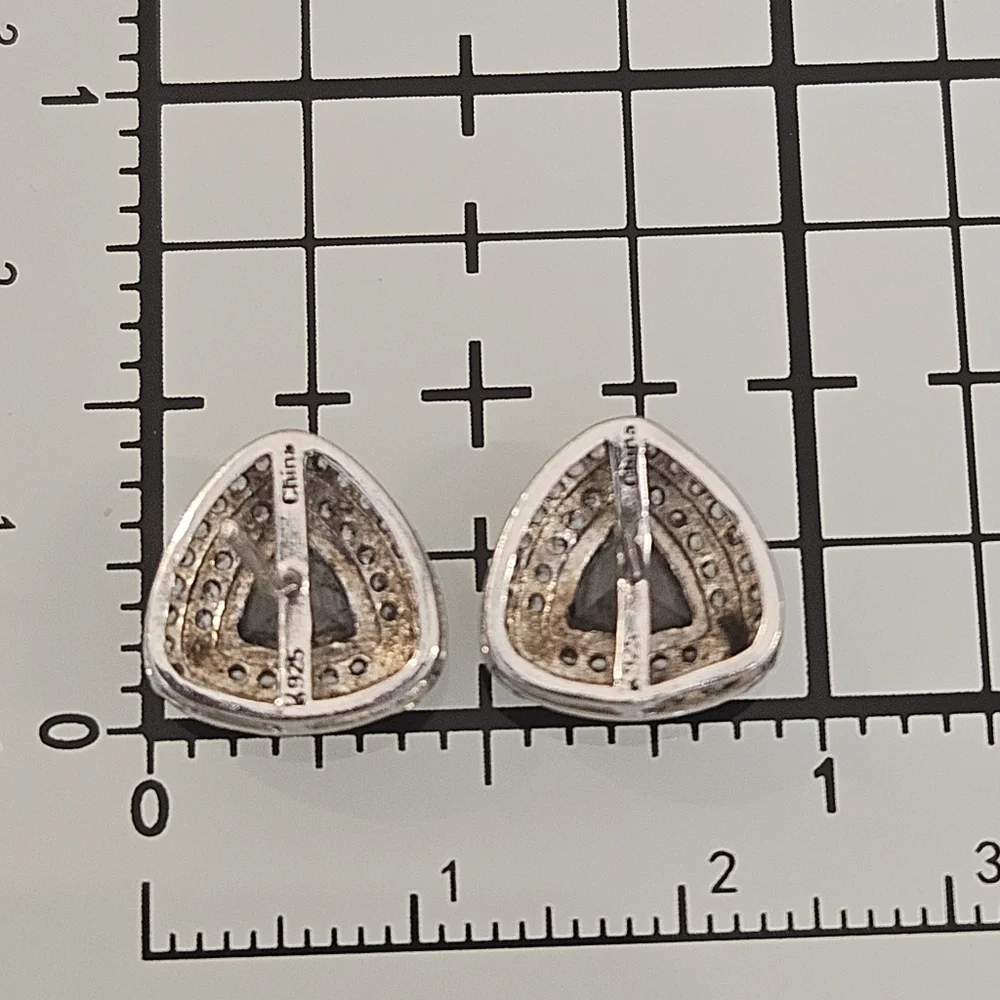 Sterling Silver Mystic Topaz Triangle Cut Stud Earrings 925